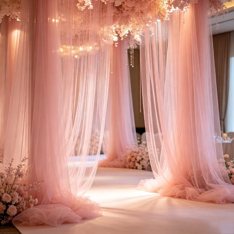 Açık Pembe Şeffaf Tül Tavan Pe - Wedding Balloon Arch incelemesi ve fiyatı