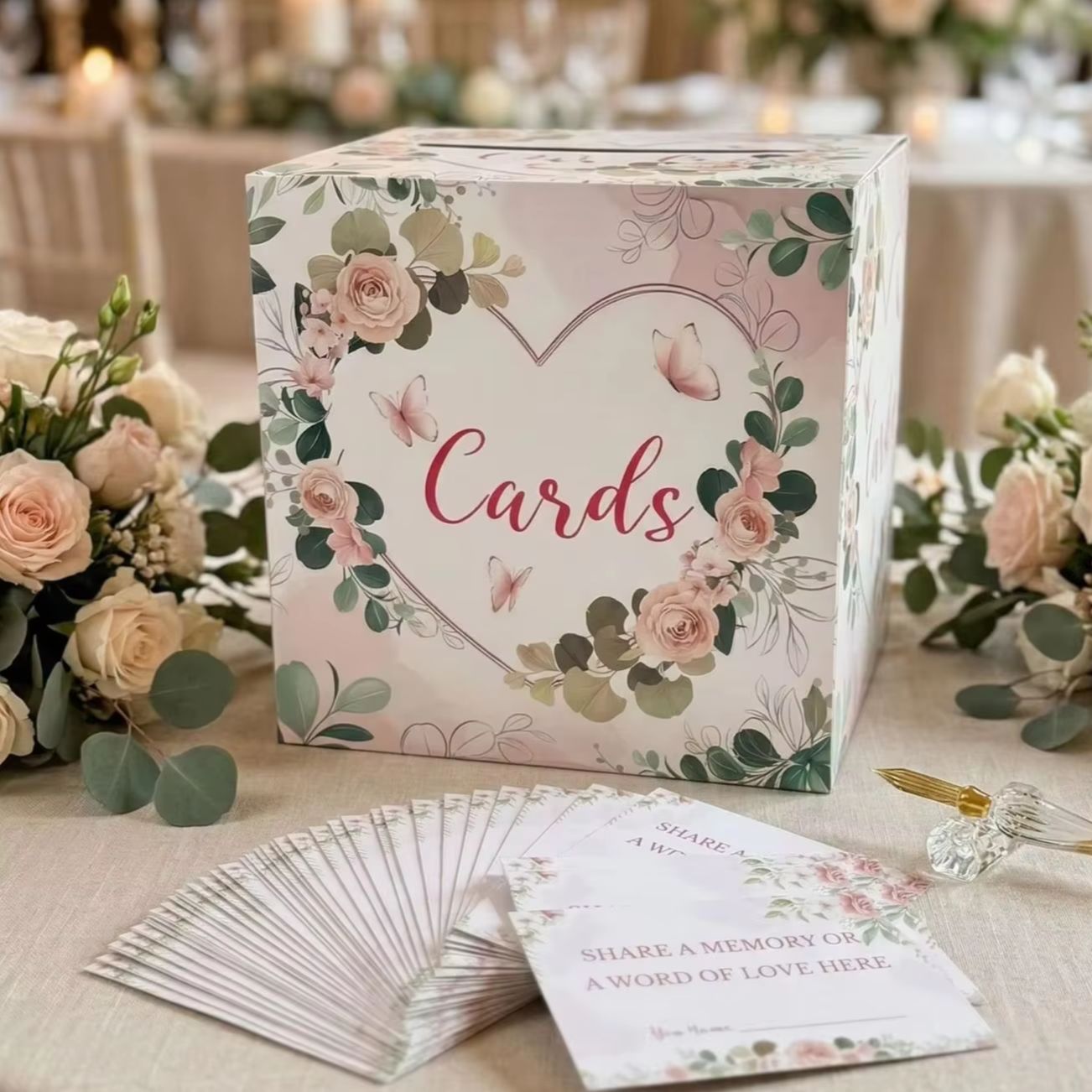 Beyaz Çiçekli Düğün Kart Kutus - Wedding Card Box incelemesi ve fiyatı